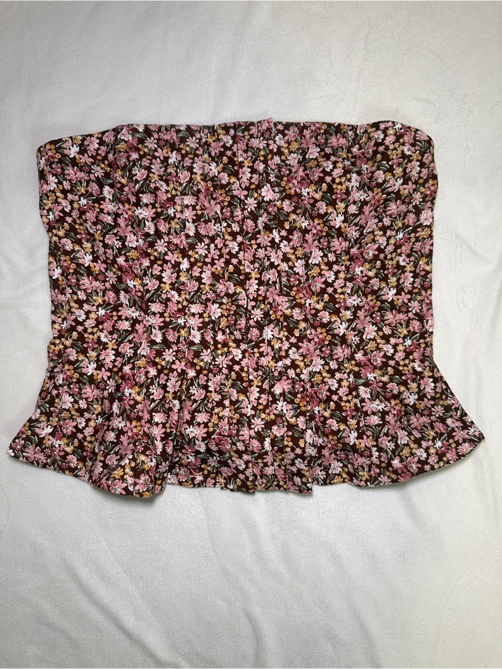Kori Floral Strapless Corset Bustier Peplum Top Size Small
